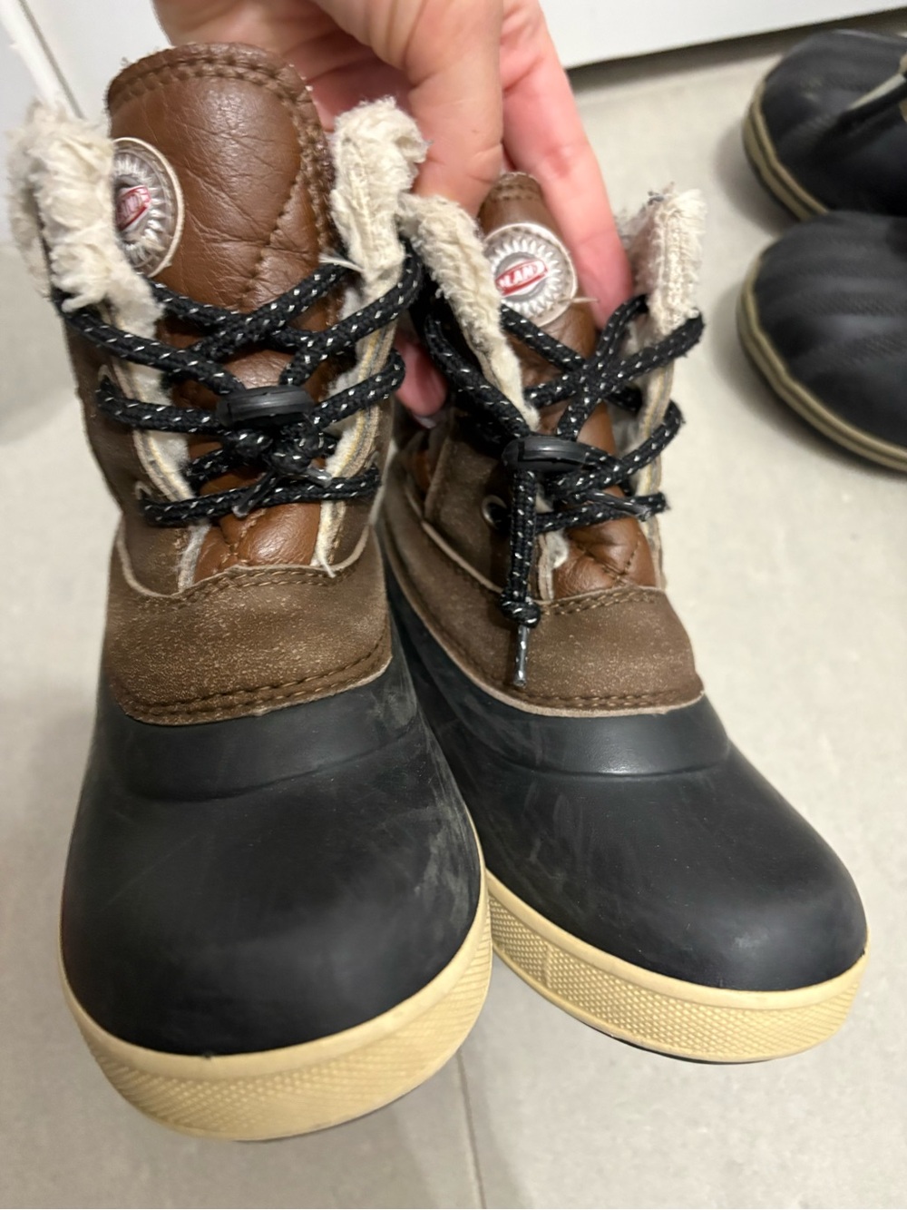 Kids Brown and Black Insulated Rain & Snow Boots with Faux Fur